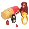 thumbnail image 4 of Juego de 6 muñecas rusas de madera con dibujos de animales, adorno para festivales infantiles, 4 of 15