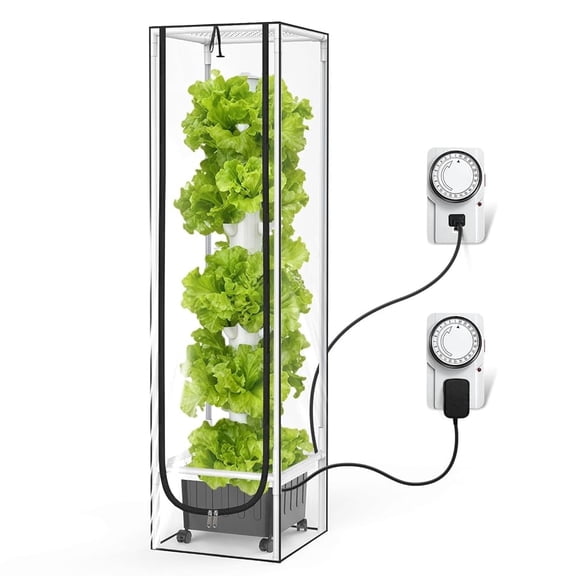 JESLED 20L Water Tank Hydroponic Tower with 5000K Full Spectrum Plant Grow Lights 1 Pack