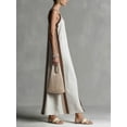 thumbnail image 3 of Ivory White Striped Linen-Blend Sleeveless Halter Maxi Slip Dress, 3 of 15