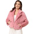 thumbnail image 1 of INSPIRE CHIC - Chaqueta corta para mujer con solapa de muesca y piel sintética esponjosa Rosa XS, 1 of 6