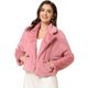 thumbnail image 1 of INSPIRE CHIC - Chaqueta corta para mujer con solapa de muesca y piel sintética esponjosa Rosa XS, 1 of 6