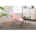 thumbnail image 4 of Accent Chair, Sherpa Fabric Upholstered Leisure Armchair with Black Metal Legs, Modern Comfy Single Dining Chair Vanity Chair for Bedroom Kitchen Dining Room Living Room, Pink, 4 of 7
