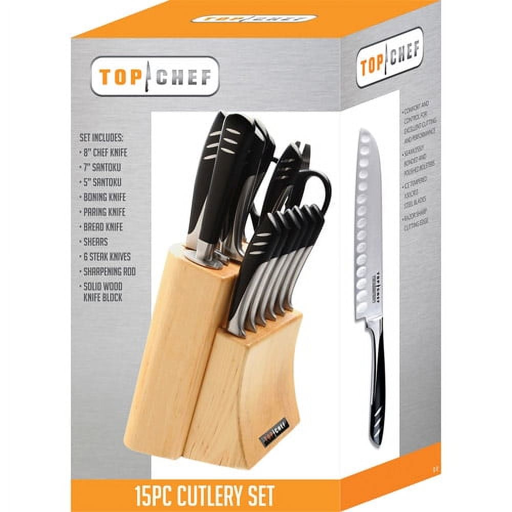 Tileon 15-Piece Stainless Steel Chef Knife Set with Block