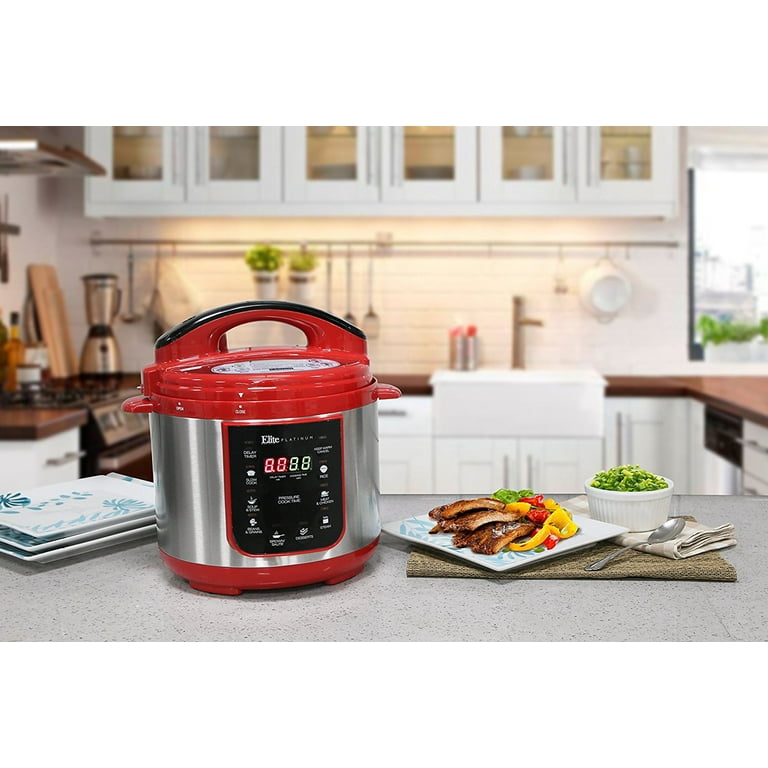 Elite Platinum EPC-414R 4-Quart 9-Function Digital Pressure Cooker, Red 