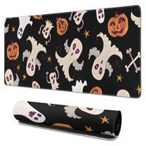 Long Mouse Pads for Desk,Retro Halloween Ghost Pattern Desk Mats on Top Of Desks, Desk Mouse Pad Extra Large with 3mm Non-Slip Base and Stitched Edge for Gaming,Office,Work,Home 31.5x15.7in