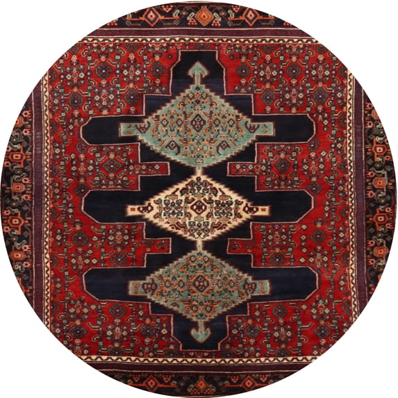 Ahgly Company Machine Washable Indoor Round Traditional Chestnut Brown Area Rugs, 3' Round