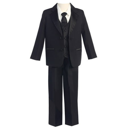 Lito Baby Boys Black Two-Button 5 Pcs Special Occasion Tuxedo 6-12M