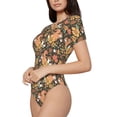 thumbnail image 2 of Lsque Squirrel Mushroom Yellow Flower Women's Crew Neck Short Sleeve Bodysuit Basic T Shirts Tops Onesie Adult Cute Pajama-Medium, 2 of 8