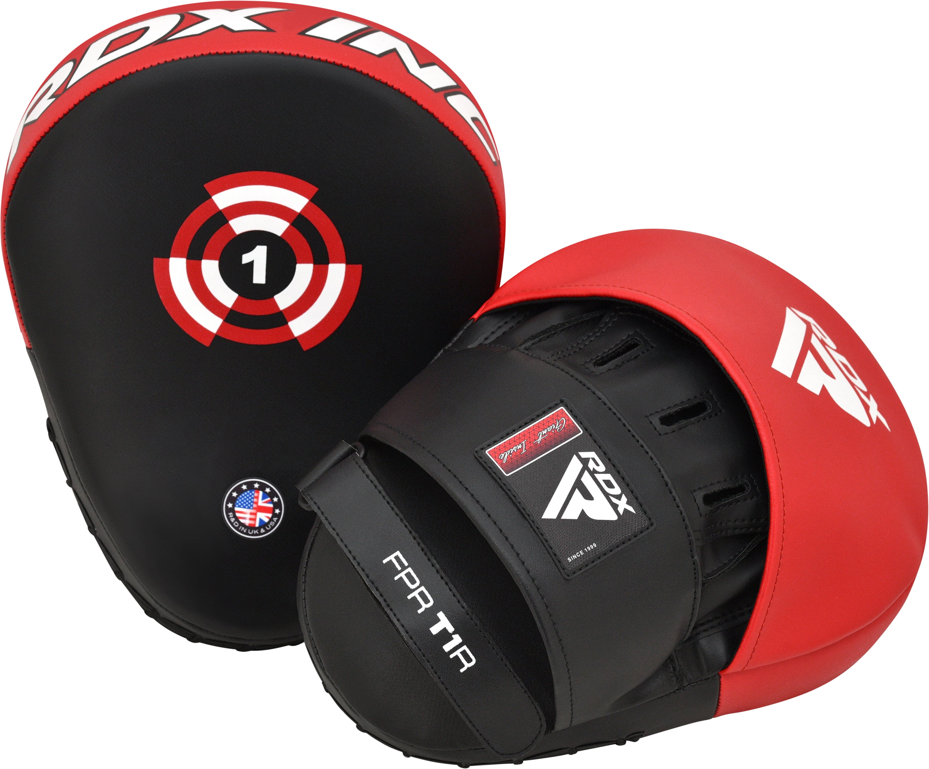 RDX Boxing Gloves and Pads Set, Maya Hide Leather Hook and Jab Curved Focus Mitts Punching Gloves for MMA, Muay Thai, Kickboxing Coaching, Martial Arts, Hand Target Strike Shield