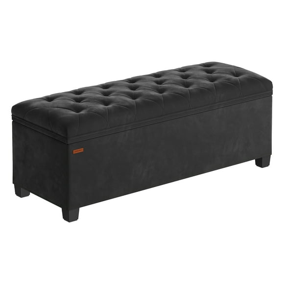 SONGMICS Storage Ottoman Bench, Foot Rest with Legs, 40 x 110 x 40 cm, End of Bed Bench, Storage Chest, Load up to 300 kg, for Living Room, Bedroom, Entryway, Ink Black