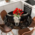 thumbnail image 2 of Round Table Cover 45-54 Inch Halloween Skull Waterproof Reusable Table Cloth Round Fitted Vinyl Tablecloth with Elastic Edged for Parties Outdoors, Southwestern Mystical Cacti Stars Florals, 2 of 9