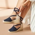 thumbnail image 4 of Escala Canvas Espadrille Wedges - Navy Blue / 8, 4 of 6