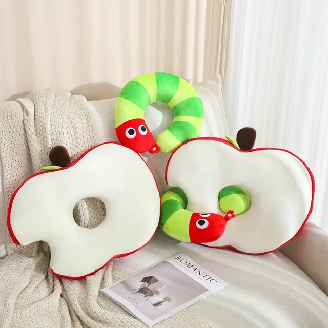 Lindos juguetes de peluche de manzana y gusano para niños, muñecos de almohada de insectos de dibujos animados de animales Kawaii suaves, regalo de cumpleaños y Navidad1709