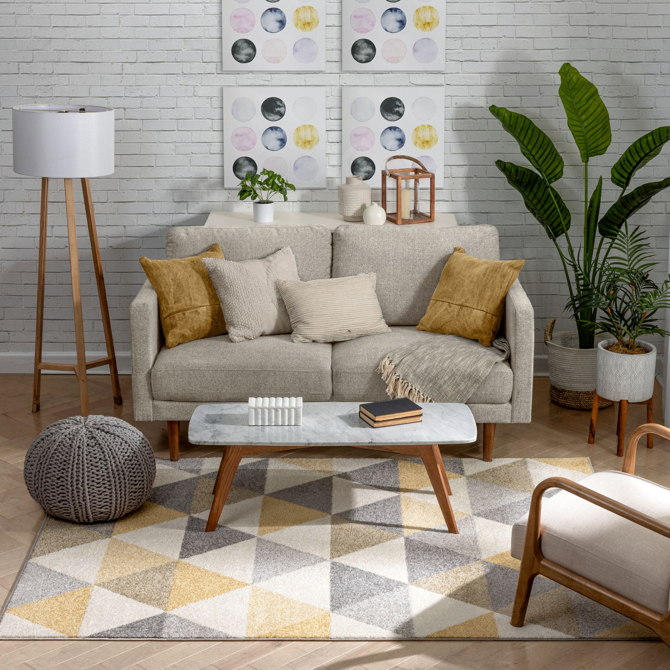 Well Woven Mystic Alvin Mid-Century Modern Geometric Gold 5'3