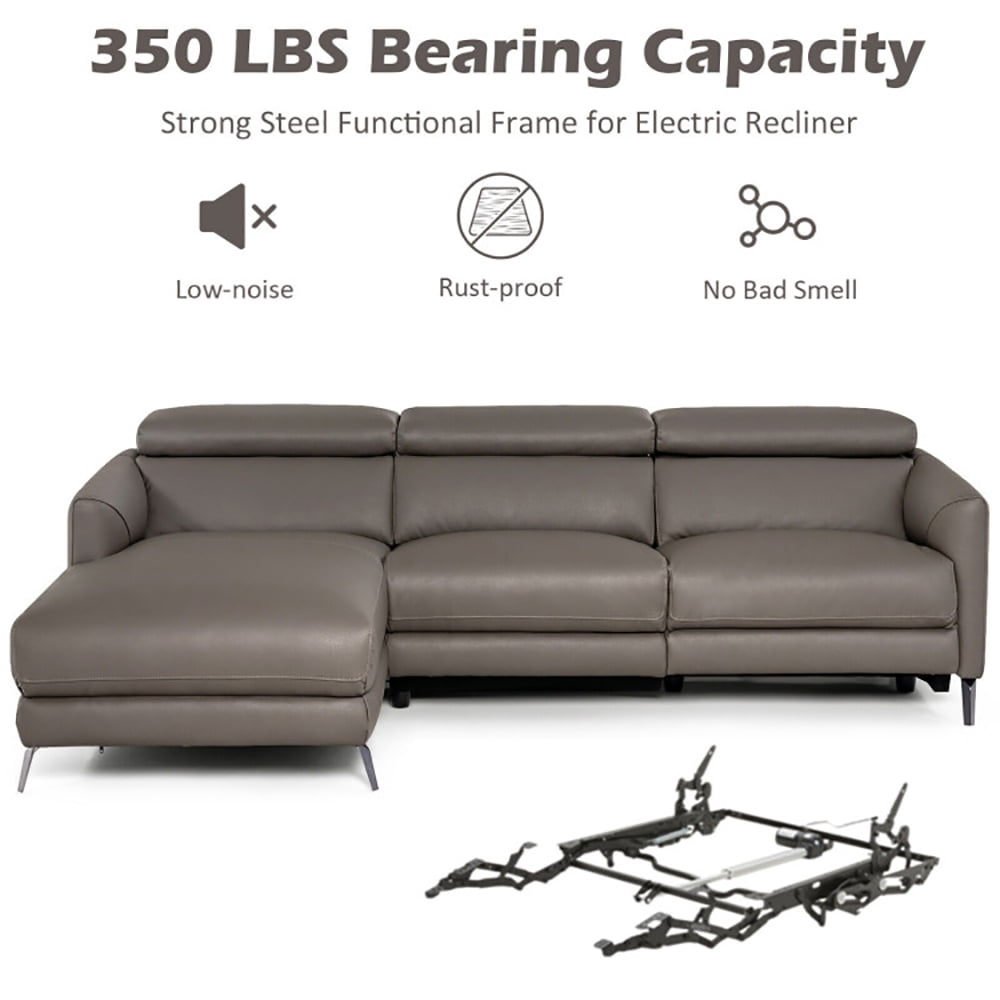 Finihen Sectional Sofa, Leather Sofa Bed, Leather Air Power Reclining Sectional Sofa with Adjustable Headrests, for Living Room, Gray Finihen Sectional Sofa, Leather Sofa Bed, Leather Air Power Reclining Sectional Sofa with Adjustable Headrests, for Living Room, Gray