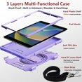 thumbnail image 3 of Shockproof Case for Apple iPad 9th/8th/7th Generation, with Pencil Holder Military Grade Protection Rotating Stand Hand Strap Shoulder Strap Bumper Rugged Case for iPad 10.2" 2021/2020/2019, Purple, 3 of 8