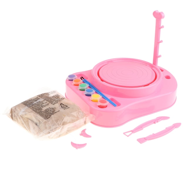 Taller De Cerámica Eléctrica Ni?os Peque?os DIY Juego De Juguete De Rueda De Cerámica Regalo - Rosa SM SunniMix Kit de rueda de alfarería para niños