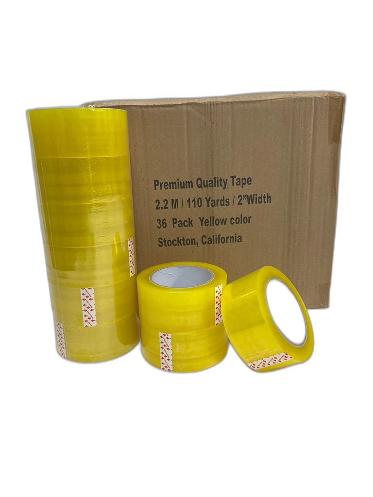 QQbed Heavy Duty Clear Sticky Carton Sealing Packing Tape | 36 Roll Box 2.2 M 2" x 110 yards