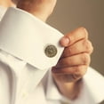 thumbnail image 4 of 2Pcs Golden Round Cufflinks For Shirts And Suits Men Decorative Business Accessories, 4 of 8
