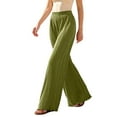 thumbnail image 3 of TANBOM Women's Summer Wide Leg Relaxed Fit Casual Pleated Polyester Pants Green Size XXL, 3 of 4