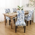 thumbnail image 3 of MJIAexp Chair Covers Set of 6, Stretch Chair Slipcovers Seat Protector Armless Removable Washable Elastic Universal Spandex Solid Chair Slip Covers for Home, Hotel, Banquet Blue Flowers, 3 of 7