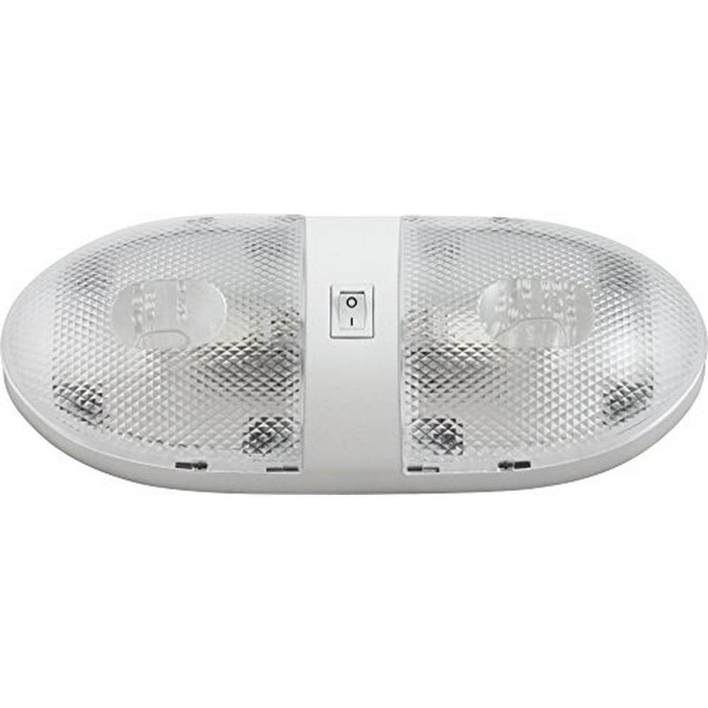 Warm White Double LED RV Dome Light with On/Off Switch and Removeable