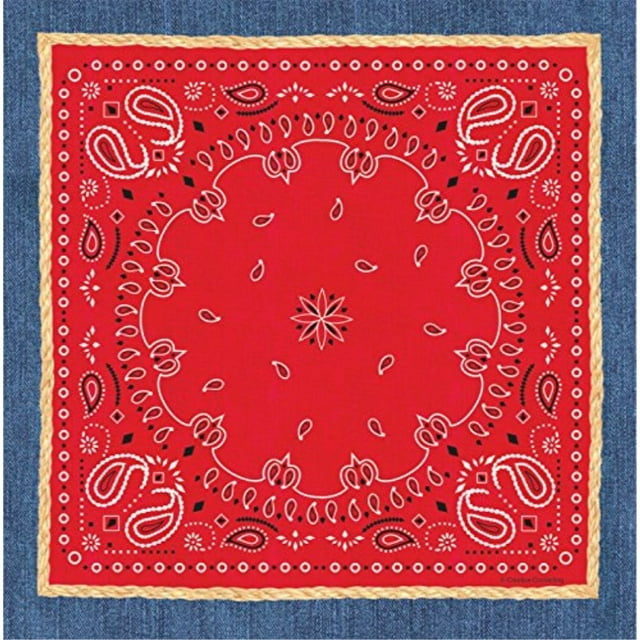 Creative Converting 727492 Border Print Plastic Table Cover, 54 by 108 , Bandanarama, Red