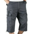 thumbnail image 2 of Mens 3/4 Long Length Elasticated Shorts Waist Cargo Combat Three Quarter Pants, 2 of 3