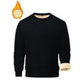 thumbnail image 3 of Men's Crewneck Sweatshirt Warm Sherpa Lined Thermal Sweatshirts Heavyweight Long Sleeve Winter Pullover Shirt,Color:Black,Size:XXL, 3 of 5