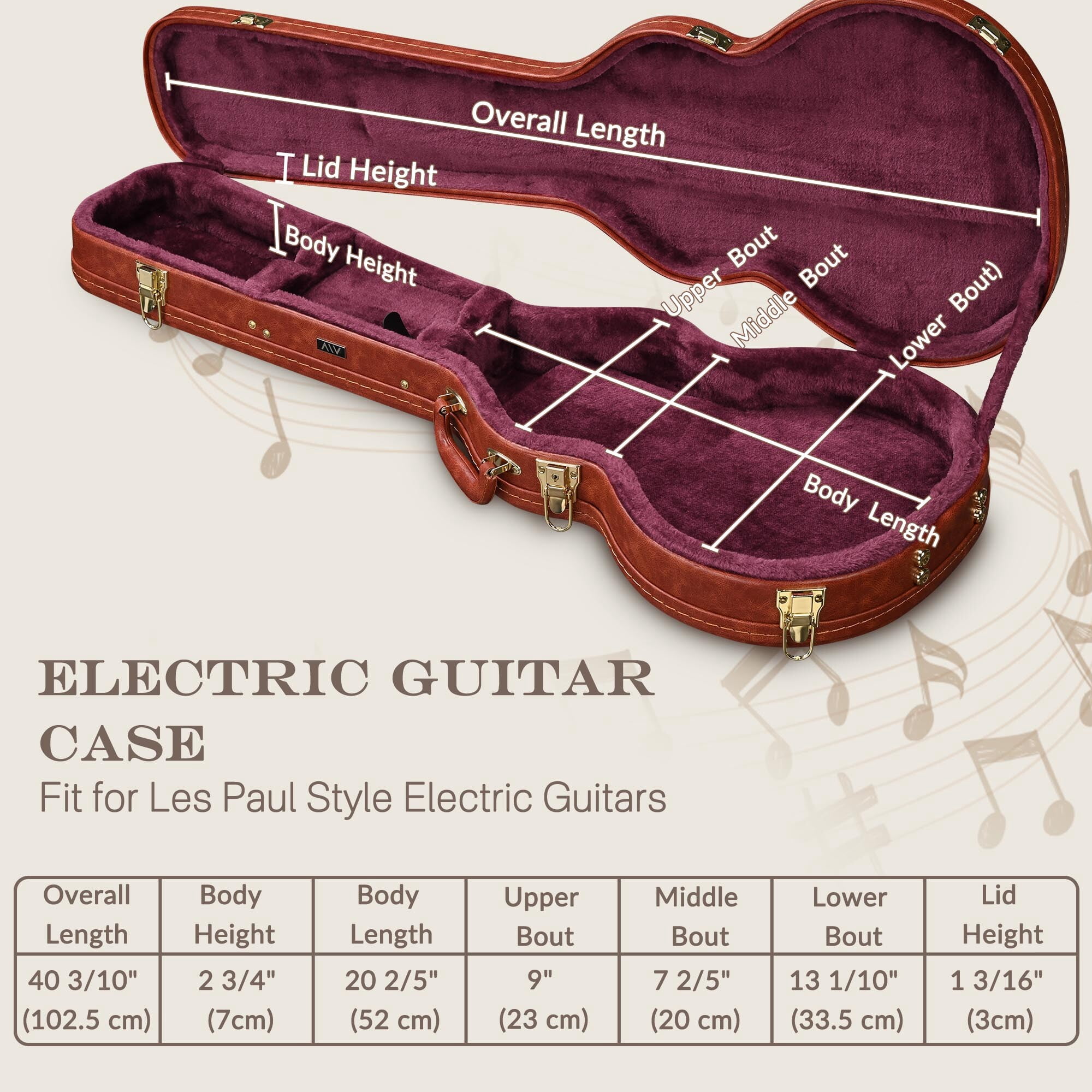 Yescom Les Paul Electric Guitar Hard Case with Backpack Strap & Folding Stand Fits for LP Style, Groove Series Vintage Sunburs