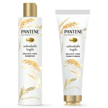 Pantene Sulfate Free Shampoo and Conditioner Set, Anti Breakage for Long Hair with Rice Water, 9.6 oz and 8.0 oz