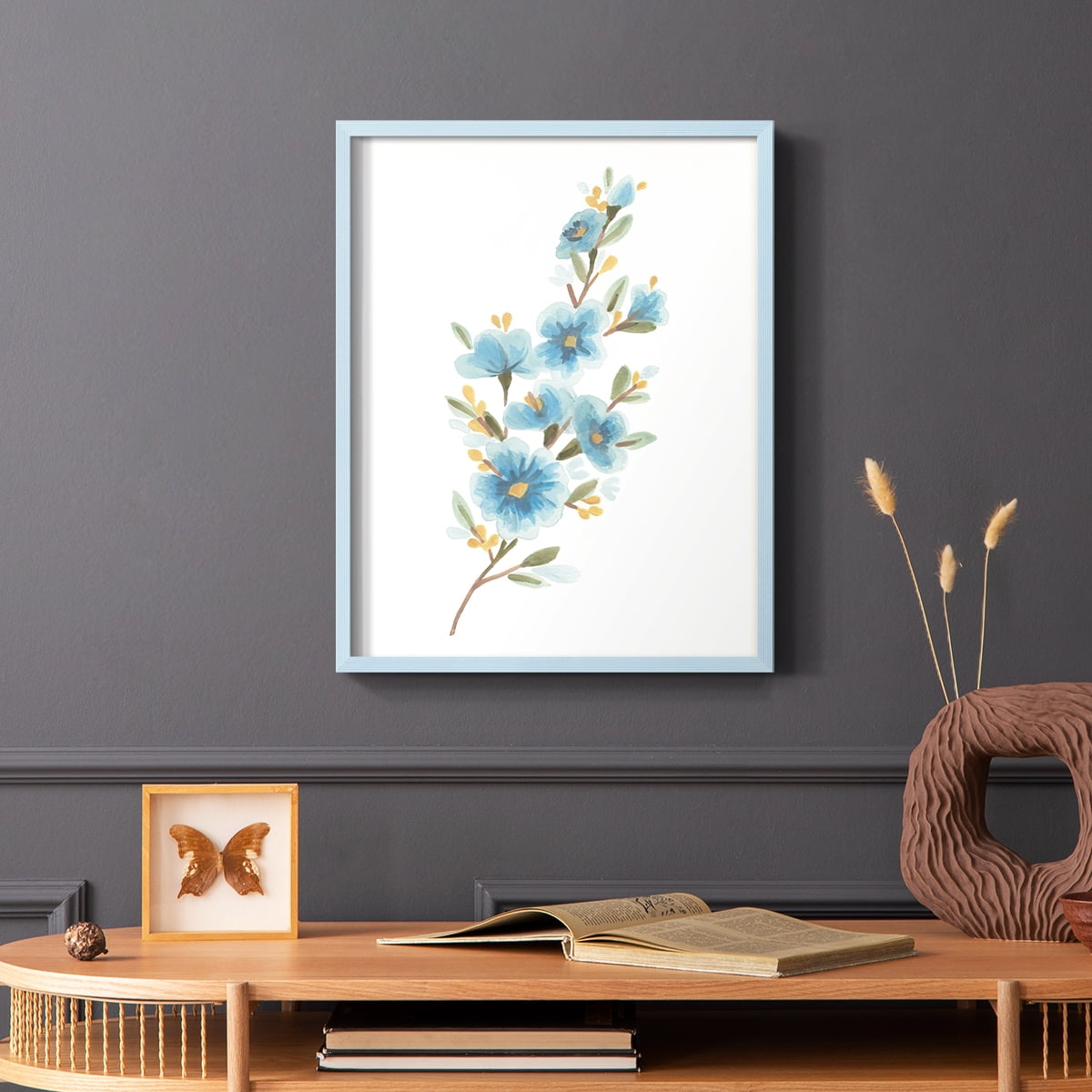 Wildflower Sprig II Framed Print - Solid Wood in Single Picture Frame Solid Wood 2 Framed Print