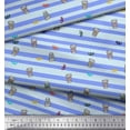 thumbnail image 2 of Soimoi Blue Rayon Fabric Coffee Cup & Stripe Decor Fabric Printed Yard 42 Inch Wide, 2 of 5