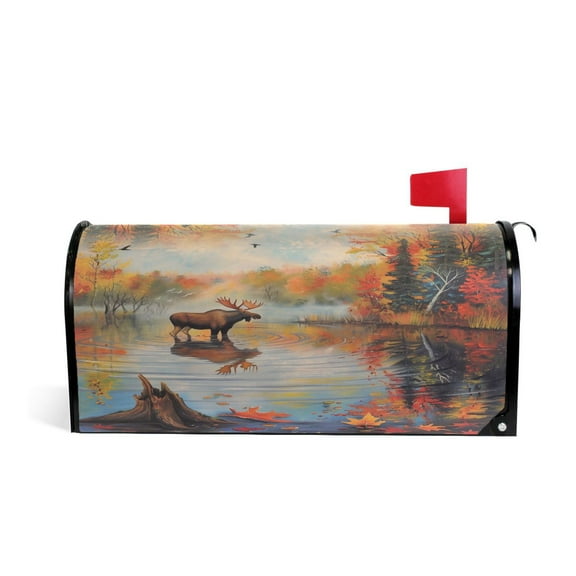 Mailbox Covers Magnetic Large Size Post Box Cover Wrap Outside Waterproof Home Yard Garden Decor Moose Standing in Water 25.5x21