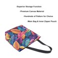 thumbnail image 3 of FORMRS Womens Canvas Tote Bag with Zipper Inner Pocket Shoulder Handbag, Colorful Art Leaves Pattern, 3 of 7