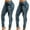 Navy, variant on Aueoeo Elastic Waist Jeans for Women, Women's Jeans Denim Pants Ripped Holes High Waisted Skinny Jeans Slim Fit Pants