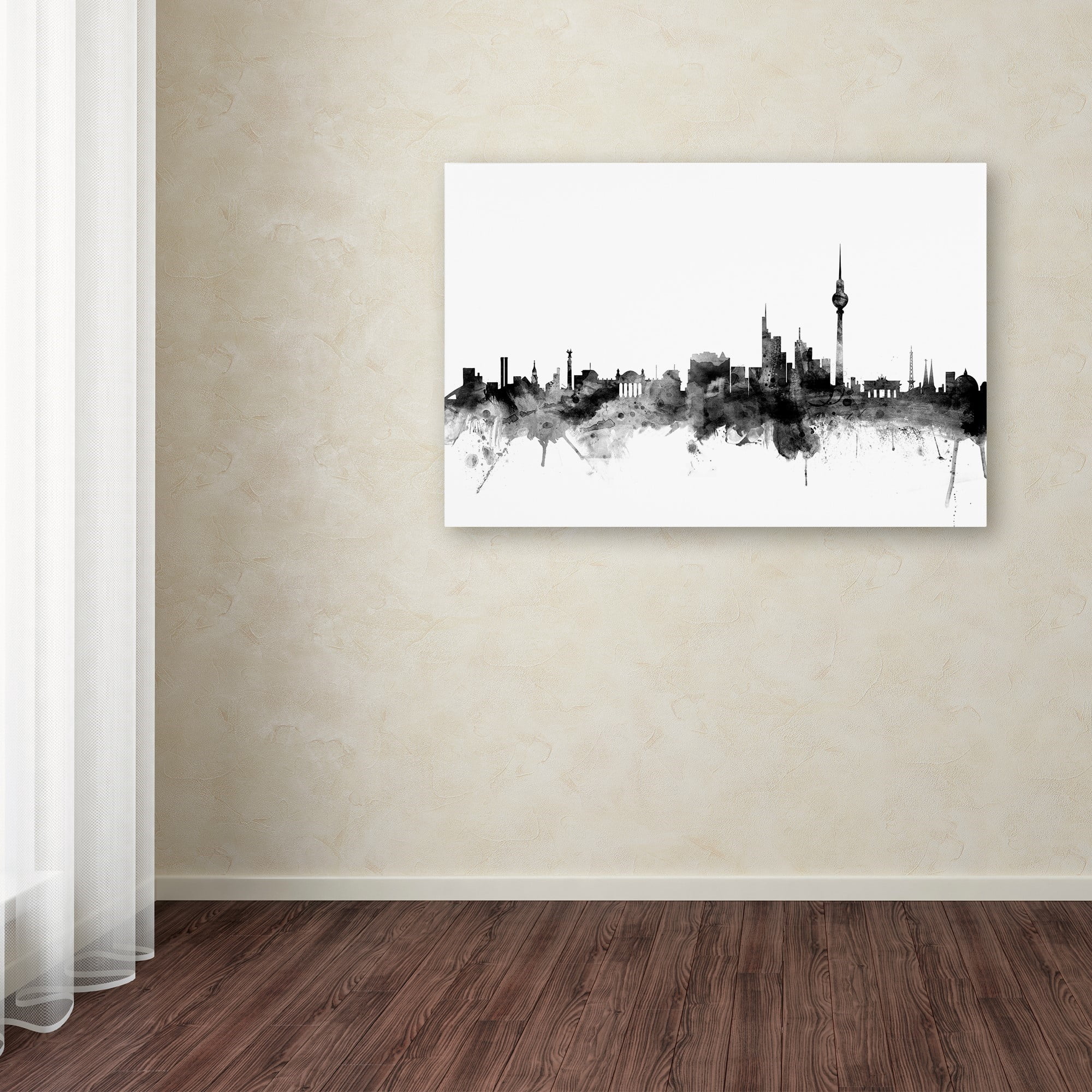 Trademark Fine Art "Berlin Germany Skyline B&W" Canvas Art by Michael Tompsett