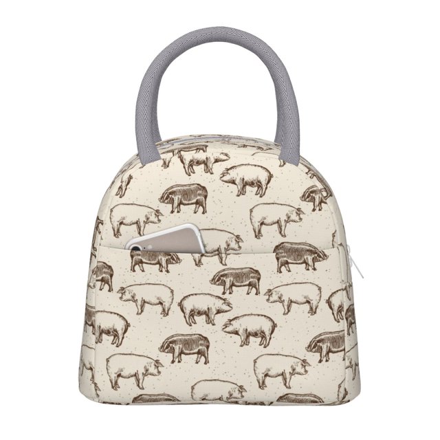 Balery Vintage Farm Pigs Bolsa de Almuerzo para Mujeres, Caja de Almuerzo, Bolsa de Almuerzo Pequeña Impermeable, Tote de Almuerzo Reutilizable con Gran Capacidad