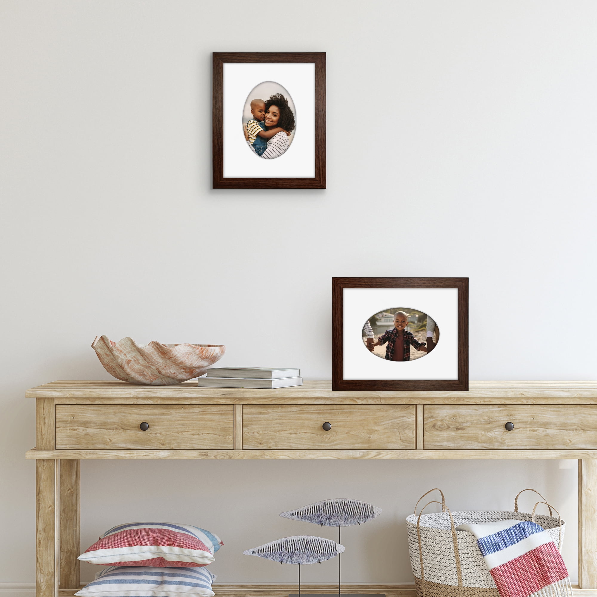 Americanflat 8" x 10" Picture Frame with Oval-Shaped Mat - Walnut