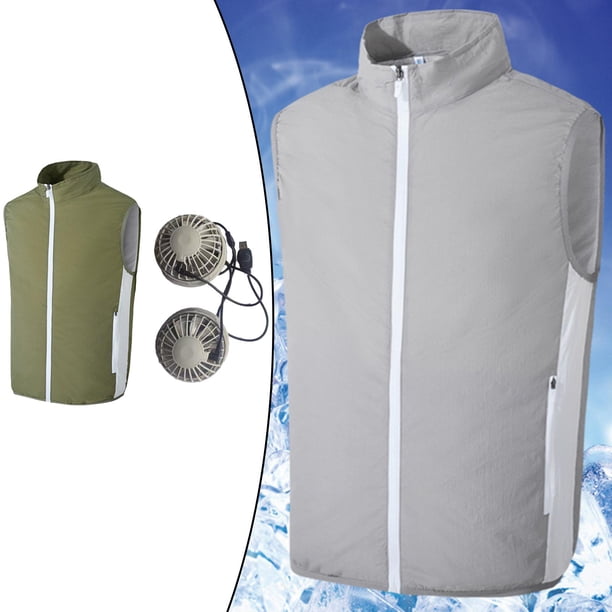 Enfriamiento de ropa acondicionado con ventiladores para hombres Verde XXL Hugo Chaleco de ventilador de enfriamiento