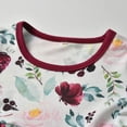 thumbnail image 4 of Conjunto De 3 Piezas De Ropa Para Bebé, Camisa Floral Con Volantes, Pantalones, Diadema (Rojo Vino, 6-9 Meses), 4 of 5