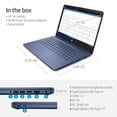 thumbnail image 2 of HP 2022 Laptop | Stream 14-CF21 | 14" 1366 x 768 LED-Backlit | Intel Celeron N4120 4-Core | 4GB DDR4 | 64GB SSD | Windows 11 Home | Wi-Fi 5 - Office 365 Personal 1-Year Subscription - Royal Blue, 2 of 5