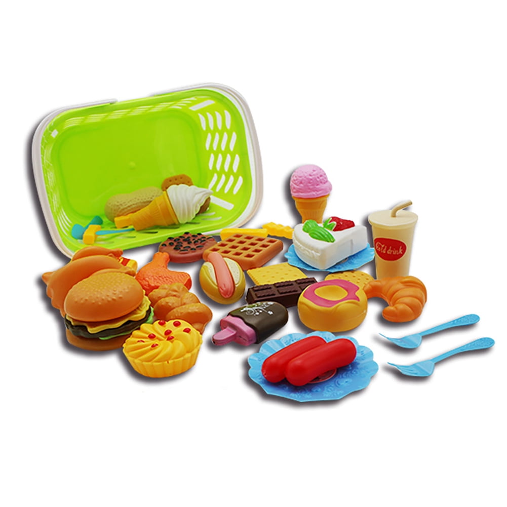 Childrens Plastic Food Pretend Play Kitchen Mini Hamburger Hotdog Fruit Pizza