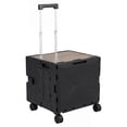 thumbnail image 1 of Gymax Foldable Utility Cart on 4 Rotate Wheels w/Telescoping Handle Lid & Cup Holder Black, 1 of 10
