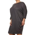 thumbnail image 3 of Women's Plus Size Solid Loose Fit 3/4 Dolman Sleeve Casual Midi Dress/Made in USA, 3 of 5