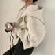thumbnail image 5 of Insfleece-Sudadera corta con capucha para mujer, prenda versátil con forro polar, suave, silueta cálida con cremallera, color azul marino, otoño e invierno, novedad de 2024, 5 of 5
