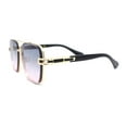 thumbnail image 3 of Rimless Luxury Bevel Lens Mens Rectangle Officer Cop Sunglasses Gold Black - Grey Pink, 3 of 4