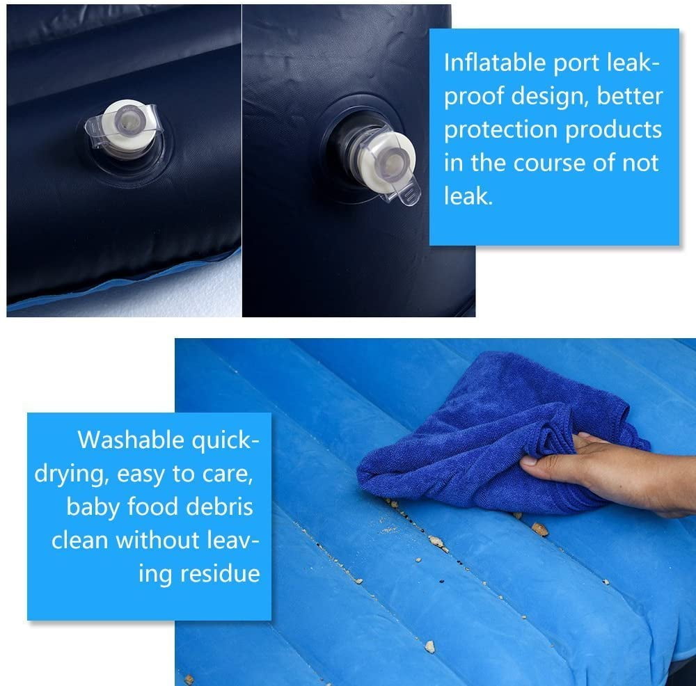 55" x 35" x 18" Inflatable Extended Air Mattress for Car with Motor Pump Included, Two Pillows, Sky Blue by NEX