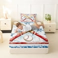 thumbnail image 4 of Castle Fairy Sport Baseball Bat Twin Sheets 3pcs, Vintage Stars Print Bedding, Red Blue White,1 Fitted Sheet, 1 Flat Sheet and 1 Pillowcase, 4 of 6