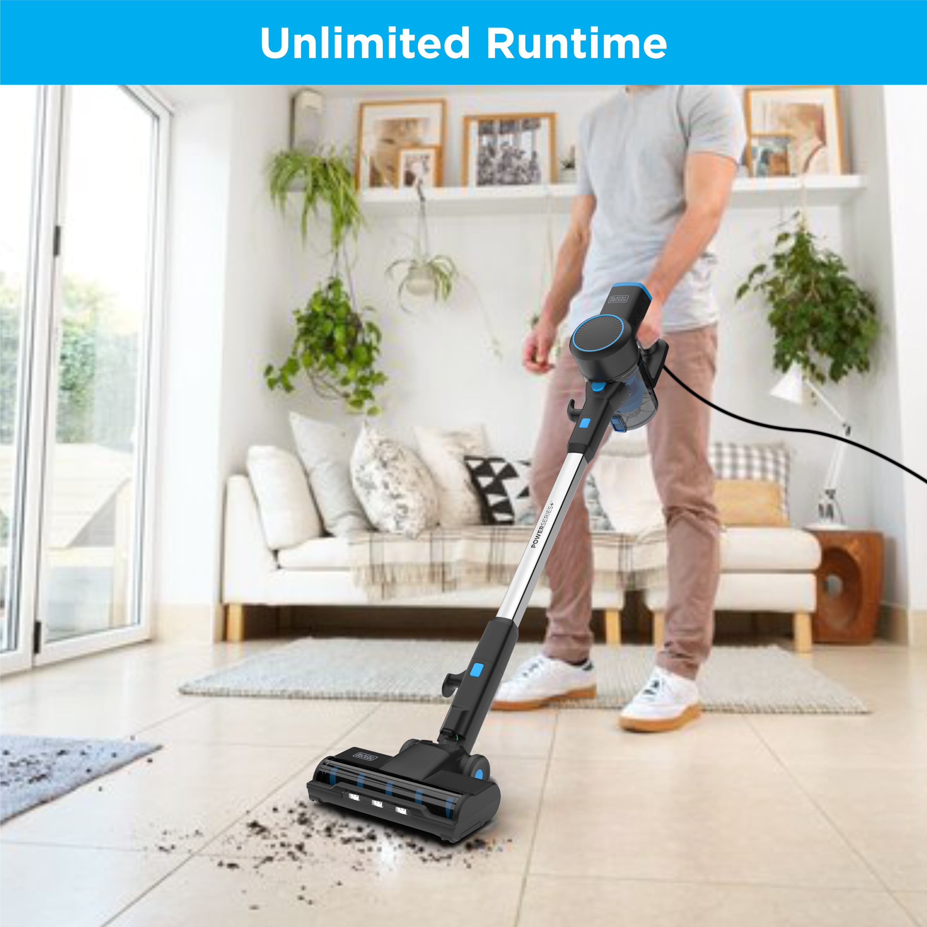 Black + Decker Stick Vacuum Cleaner - Swivel Steering